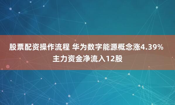 股票配资操作流程 华为数字能源概念涨4.39% 主力资金净流入12股